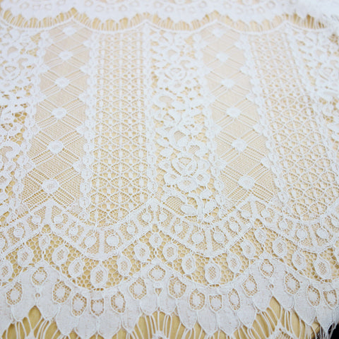 pure white stripe lace with scallop edges